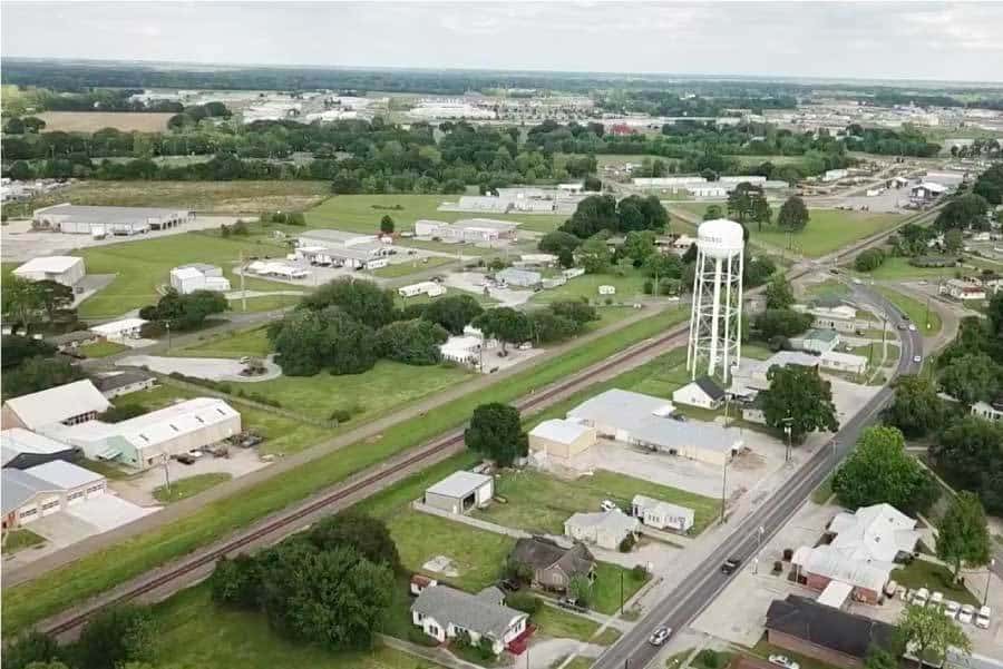 Birds-eye view of Broussard including the Broussard water tower